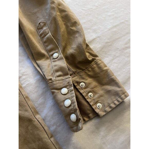 Wrangler Distressed Pearl Snap Brushpopper Heavy Duty Canvas Grunge Size L Tall - Picture 10 of 16
